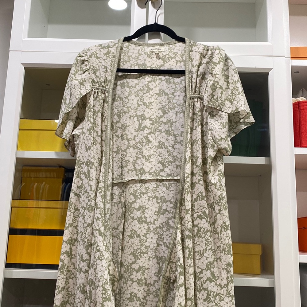 Max Studio Light green cap sleeve wrap Dress